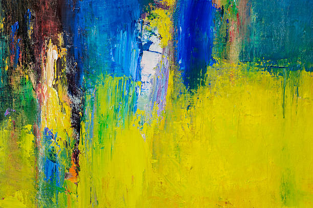 istock Abstract painted yellow green and blue art backgrounds. 464460928