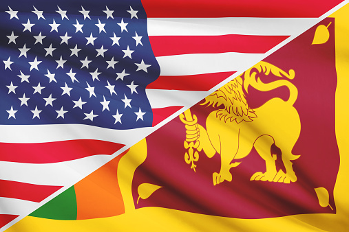 USA and Sri Lankan flag. Part of a series.