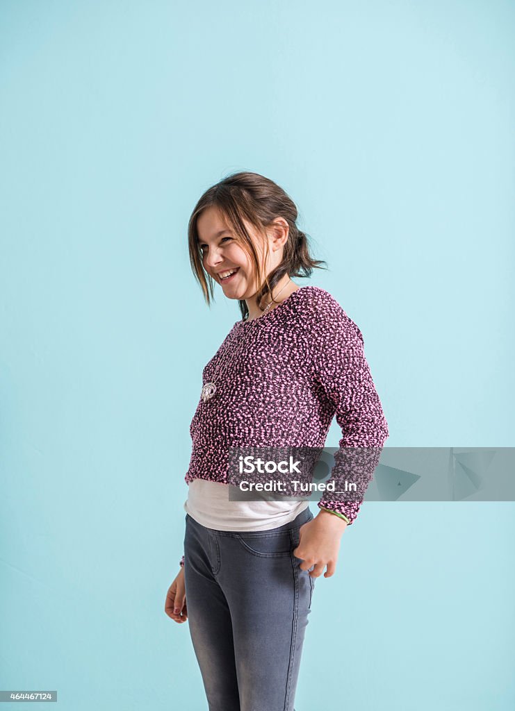 Portrait of a happy brunette girl 2015 Stock Photo