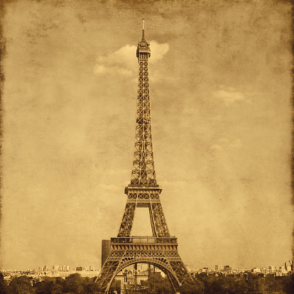 View of Eiffel Tower.Paris.Old style photo.