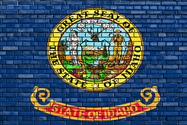 istock flag of Idaho painted on brick wall 464471304