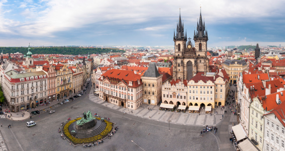 Panoramic view of Old Town Square in Prague, Czech Republic