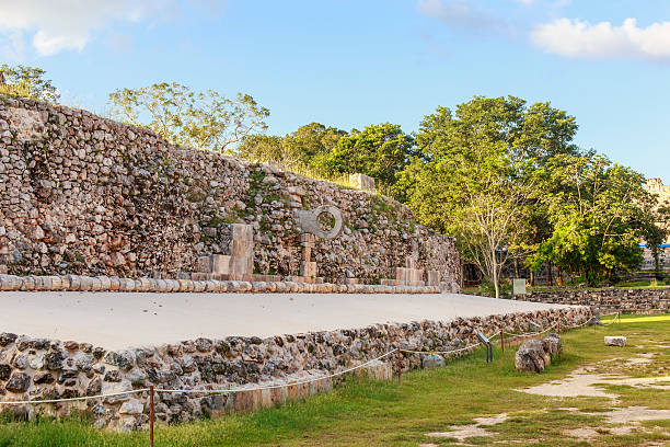 The Mayan Ball Game Pok ta Pok (Ulama). The Mayan Ball Game. Ball court at Uxmal, Yucatan, Mexico. ulama stock pictures, royalty-free photos & images