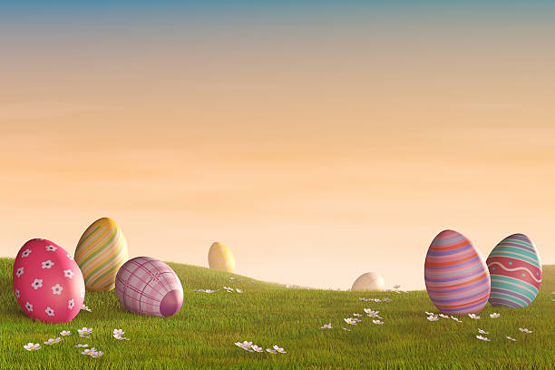 Decorated Easter eggs stock photo