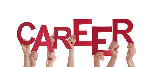 istock Many People Hands Holding Red Word Career 464475562