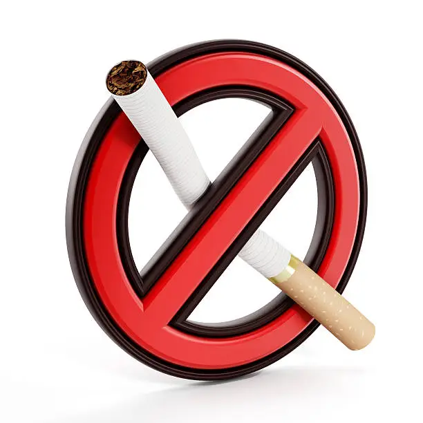 No smoking sign with a cigarette isolated on white.
