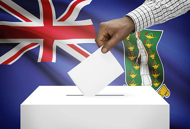 istock Ballot box with flag on background - British Virgin Islands 464479622