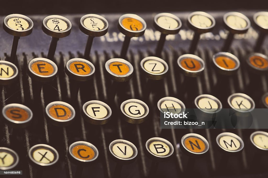 Vintage typewriter keyboard Color horizontal detail of the keyboard of an old typewriter. 2015 Stock Photo