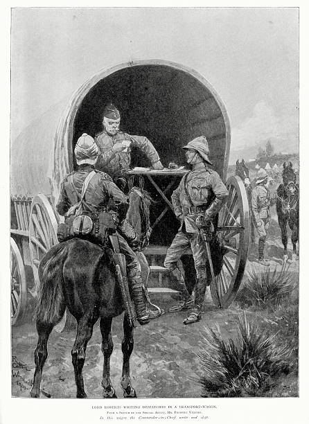 istock Anglo Boer War Lord Roberts writing despatches in a transport 464482270
