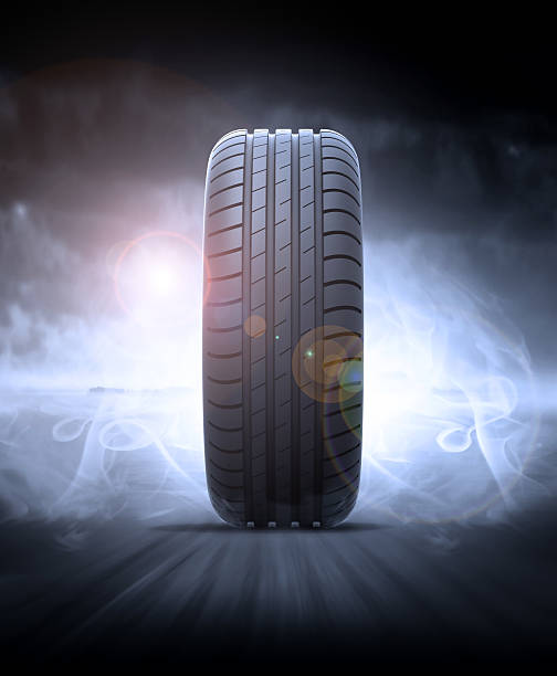 istock A lone tire rolling towards the viewer 464487042