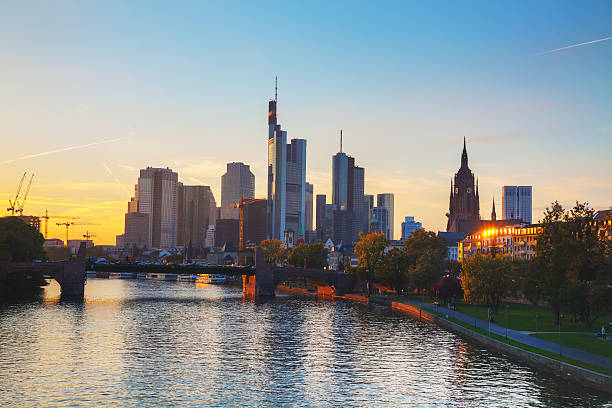 istock Frankfurt am Main cityscape at sunset 464487050