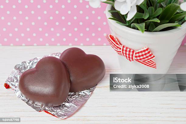 Chocolate Candy Hearts Stock Photo - Download Image Now - 2015, Backgrounds, Bouquet