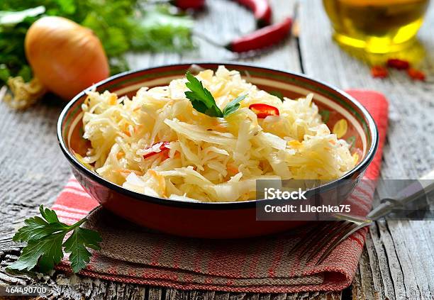 Sour Cabbagetraditional Dish Of Russian Cuisine Stock Photo - Download Image Now - 2015, Bowl, Cabbage