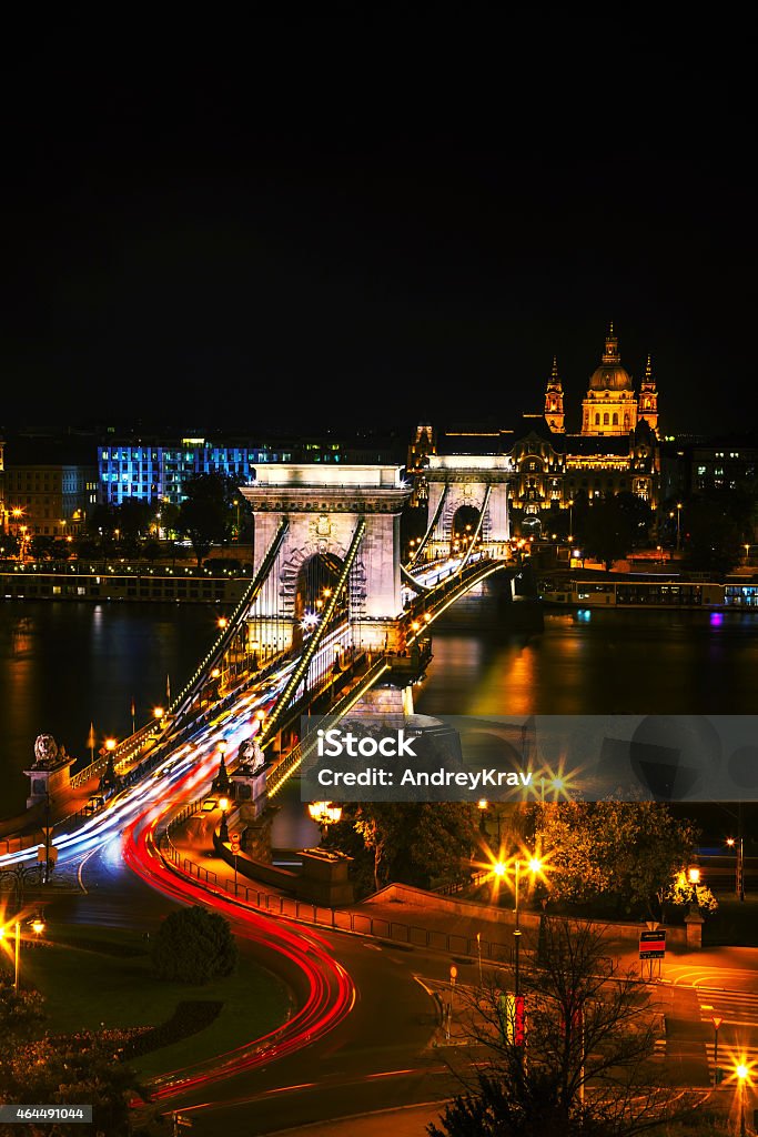 The Szechenyi Chain Bridge in Budapest The Szechenyi Chain Bridge in Budapest, Hungary 2015 Stock Photo