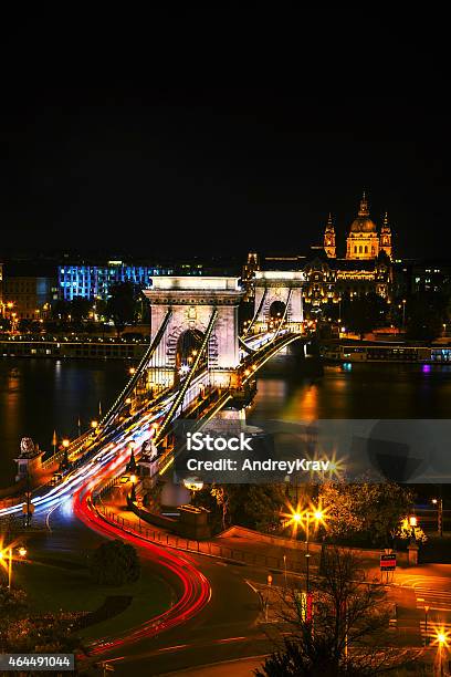 The Szechenyi Chain Bridge In Budapest Stock Photo - Download Image Now - 2015, Architecture, Bridge - Built Structure