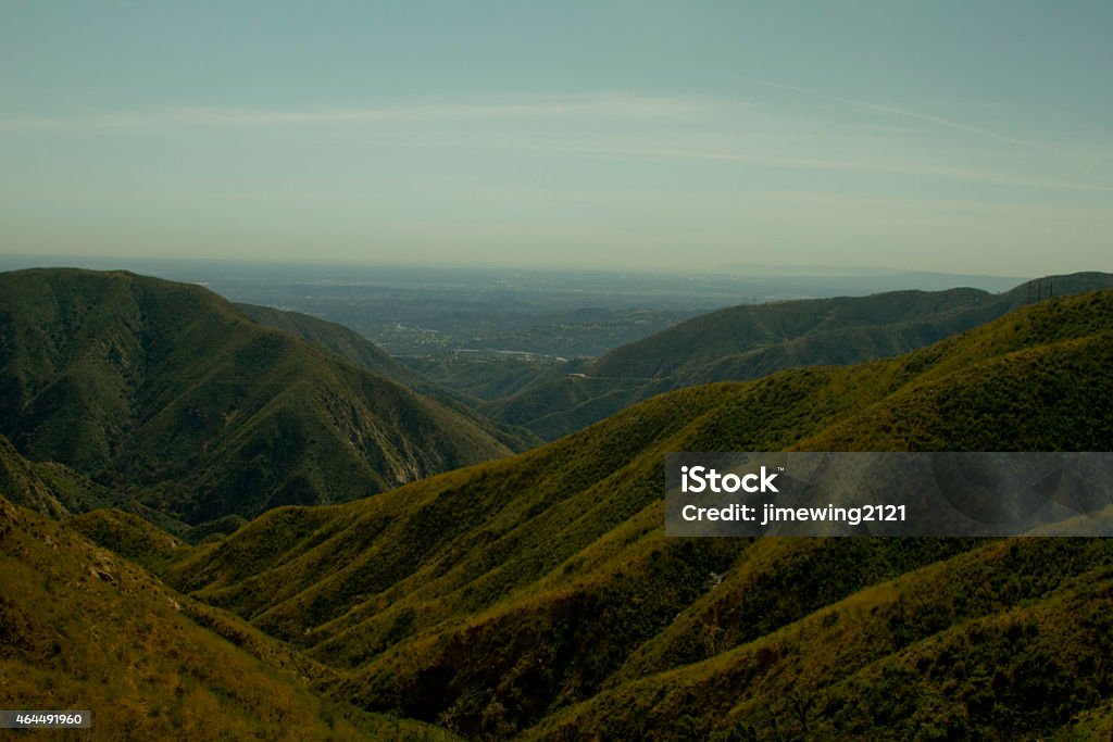 Green Rolling Hills in Southern California Green Rolling Hills in Southern California with a great skyline of Los Angeles 2015 Stock Photo