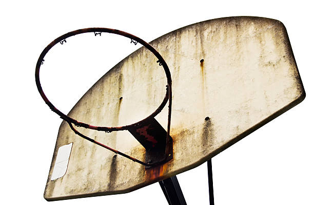 istock Old Rusty Isolated Basketball Hoop With No Net 464492714