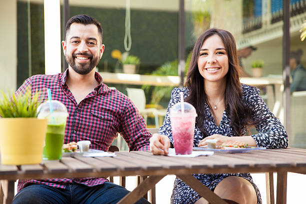 istock Cute couple eating lunch 464493094