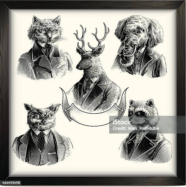 Hipster Animals Set Stock Illustration - Download Image Now - Animal, Retro Style, Old-fashioned