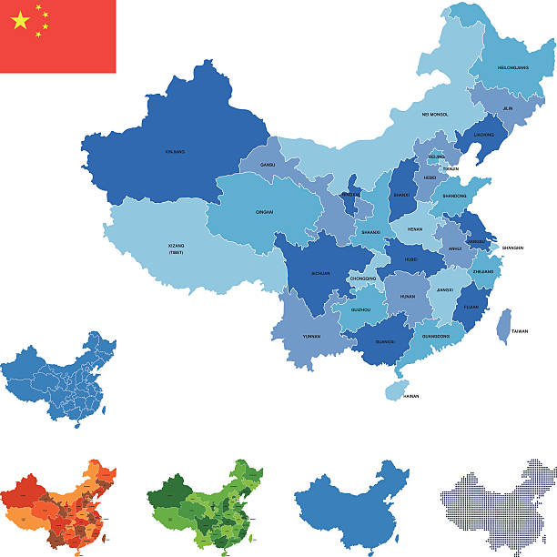 China Map Highly detailed map of China for your design and products. west china stock illustrations