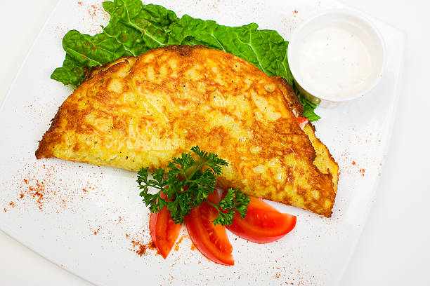 istock Stuffed pancake with sour cream 464496515