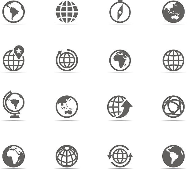 ilustrações, clipart, desenhos animados e ícones de conjunto de ícones, mundo - direction arrow sign globe planet