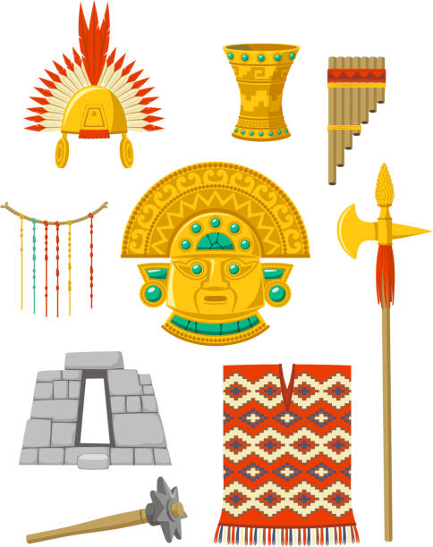 ilustrações, clipart, desenhos animados e ícones de império inca conjunto de ícones - inca