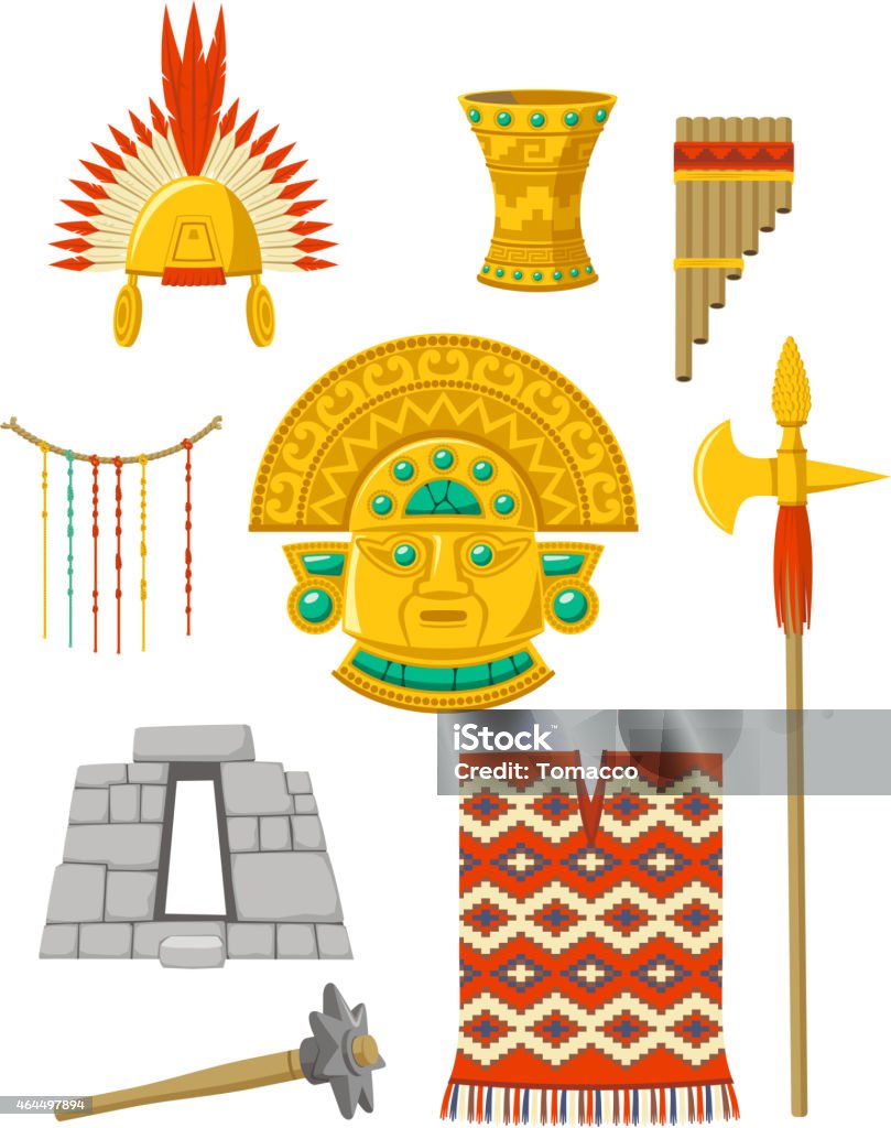 Inca Empire Icon Set Inca Empire Icon Set, vector illustration cartoon.  Inca stock vector