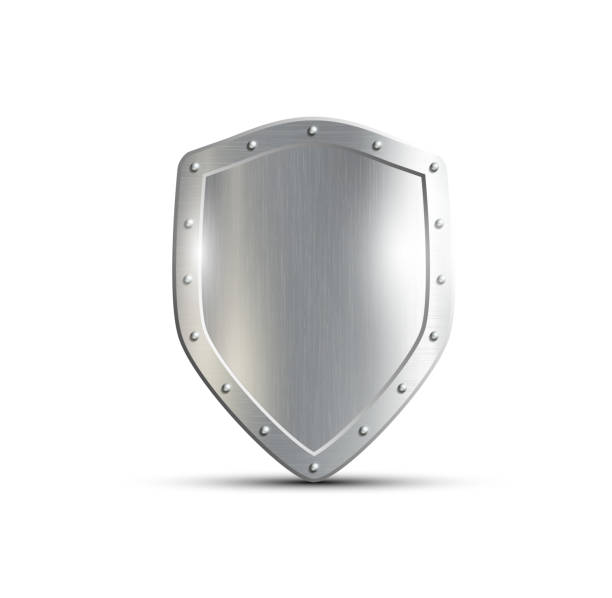metal shield isolated on white background metal shield isolated on white background riot shield stock illustrations