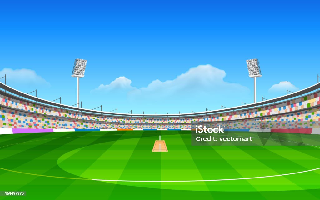 A Cartoon Stadium For The Game Of Cricket Stock Illustration - Download  Image Now - Stadium, Sport of Cricket, Cricket Field - iStock