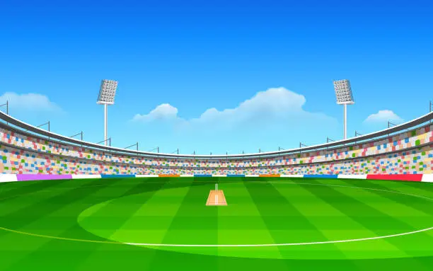 Vector illustration of A cartoon stadium for the game of cricket