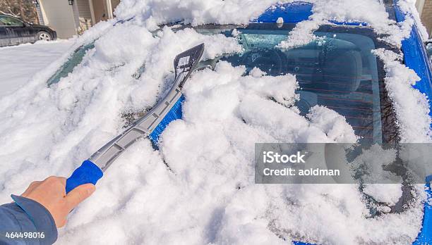 Snow Removal From Car Body Stock Photo - Download Image Now - 2015, Activity, Adult