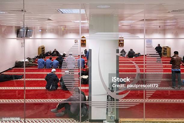 Muslim Men Praying In Prayer Room Stock Photo - Download Image Now - 2015, Adult, Airport