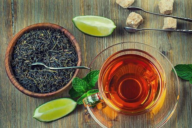 istock Tea in a glass cup, mint leaves 464498688
