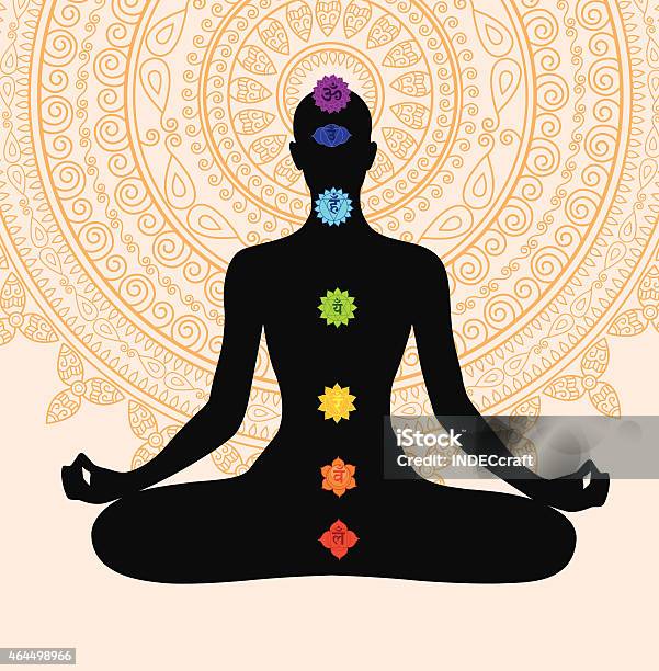 Meditation And Seven Chakras Stock Illustration - Download Image Now - Chakra, 2015, Buddhism