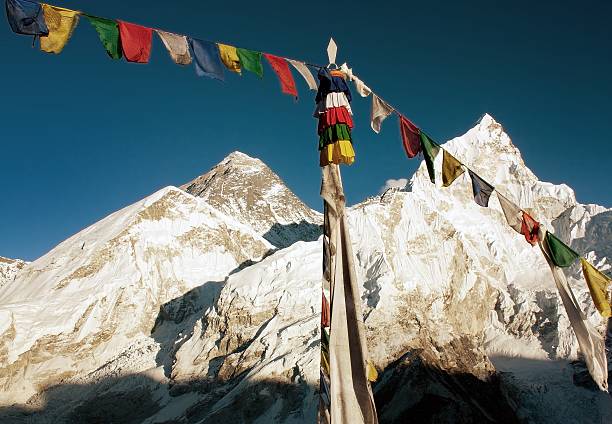 istock evening view of Mount Everest with buddhist prayer flags 464502286