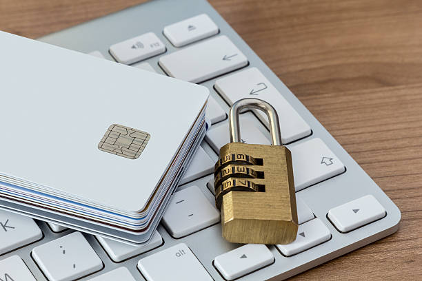 istock Credit cards with lock on a keyboard 464502308