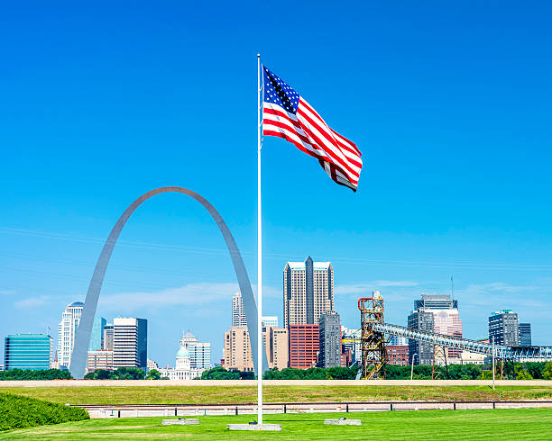 istock Unique view of St. Louis city skyline 464503962