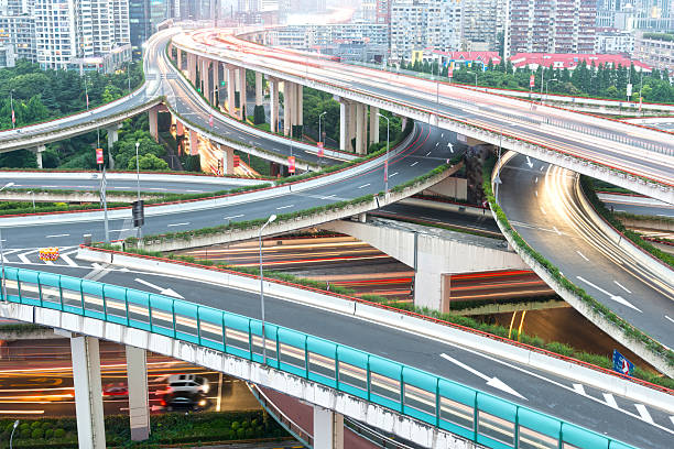 istock overlooking the vehicle motion blur on shanghai elevated road ju 464507746