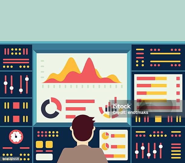 Web Analytics Information On Dashboard And Development Website Statistic Stock Illustration - Download Image Now