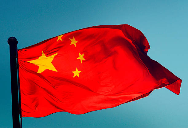 chinese flag waving patriotism concept - 中國國旗 個照片及圖片檔