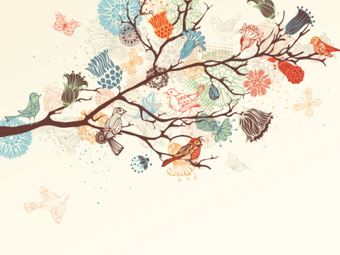 Ornate backgrouns with flowers, butterflies and birds for your design. EPS 8.