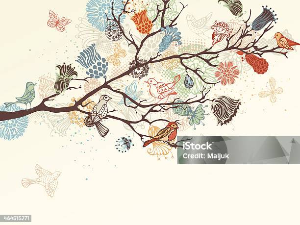 Floral Background Stock Illustration - Download Image Now - Flower, Backgrounds, Bird