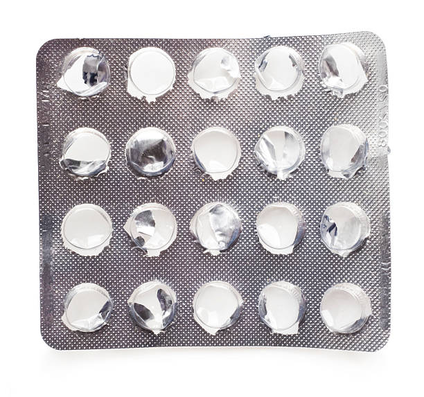 istock used one packs of pills on white background 464515466
