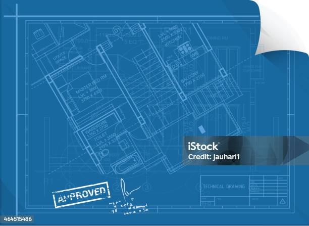 Architectural Construction Sheet With Approval Seal Stock Illustration - Download Image Now