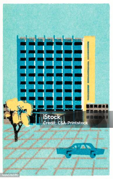 Urban Building Stock Illustration - Download Image Now - Architecture, Parking Lot, 2015