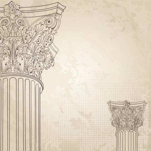 ilustraciones, imágenes clip art, dibujos animados e iconos de stock de las columnas de fondo. roman altares columna. ilustración de fondo de papel viejo - column roman vector architecture