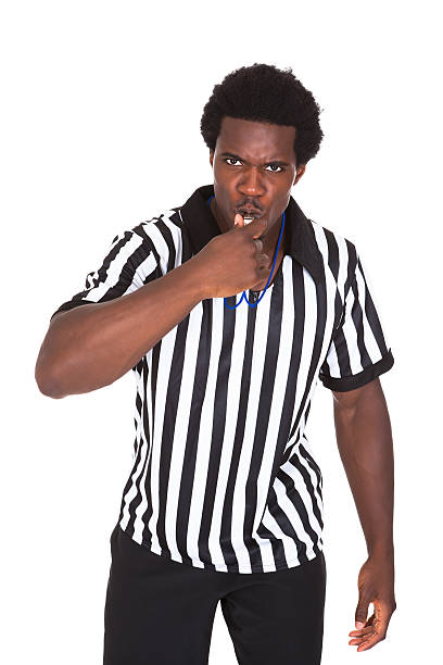 portrait de l'afro-arbitre - american football referee american culture striped photos et images de collection