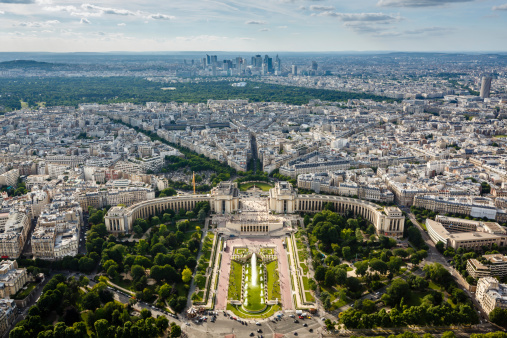 Aerial View on Trocadero and La Defense From the Eiffel Tower, Paris, France