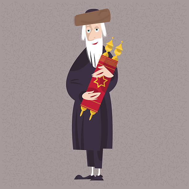 orthodoxen jüdischen mann hält der torah. - judaism jewish ethnicity hasidism rabbi stock-grafiken, -clipart, -cartoons und -symbole